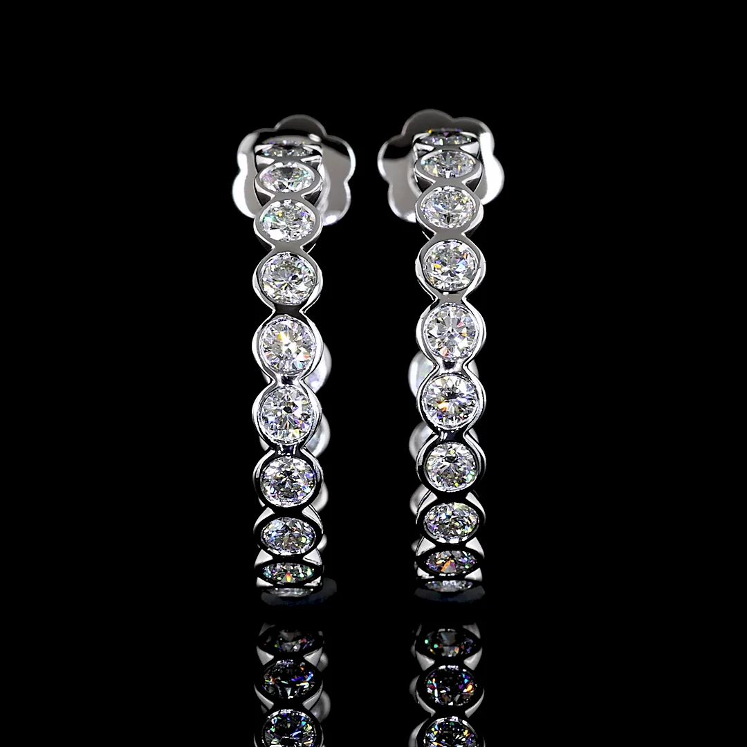3.32 Cts 14k White Gold Round Shape C Hoops Earring