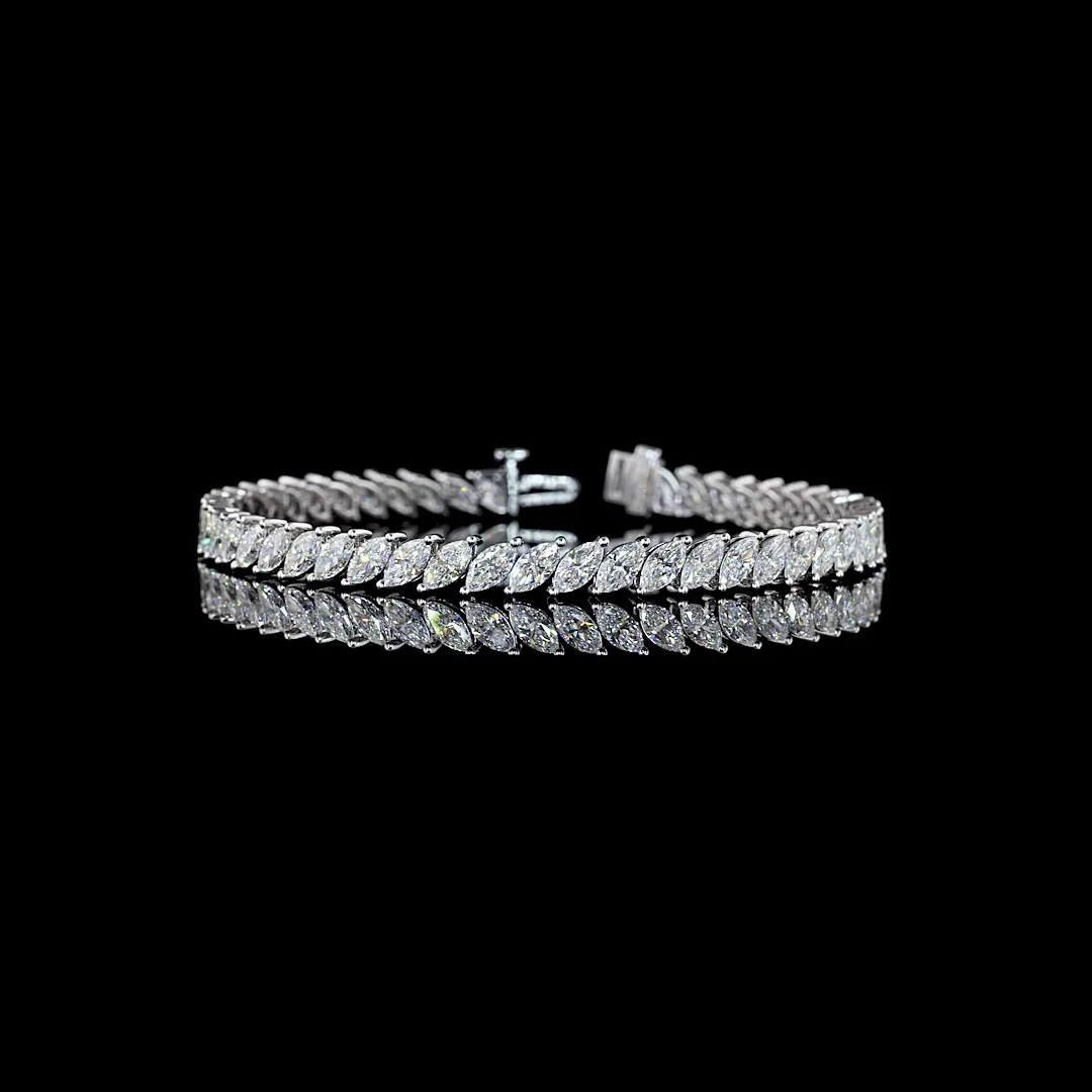 8.32 Cts 14k White Gold Marquise Shape Tennis Bracelet