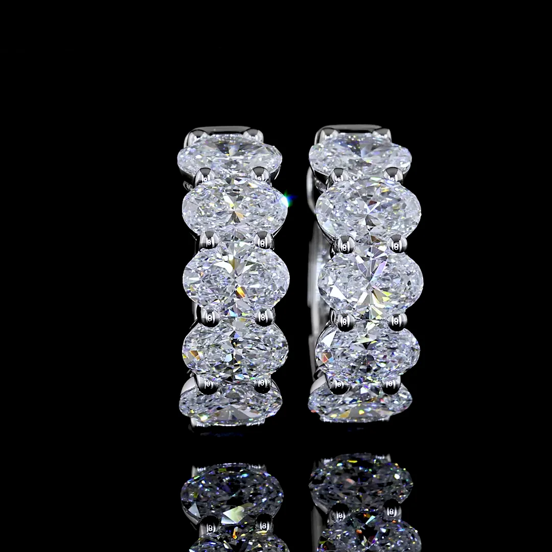 2.06 Cts 14k White Gold Oval Shape Huggies Earring