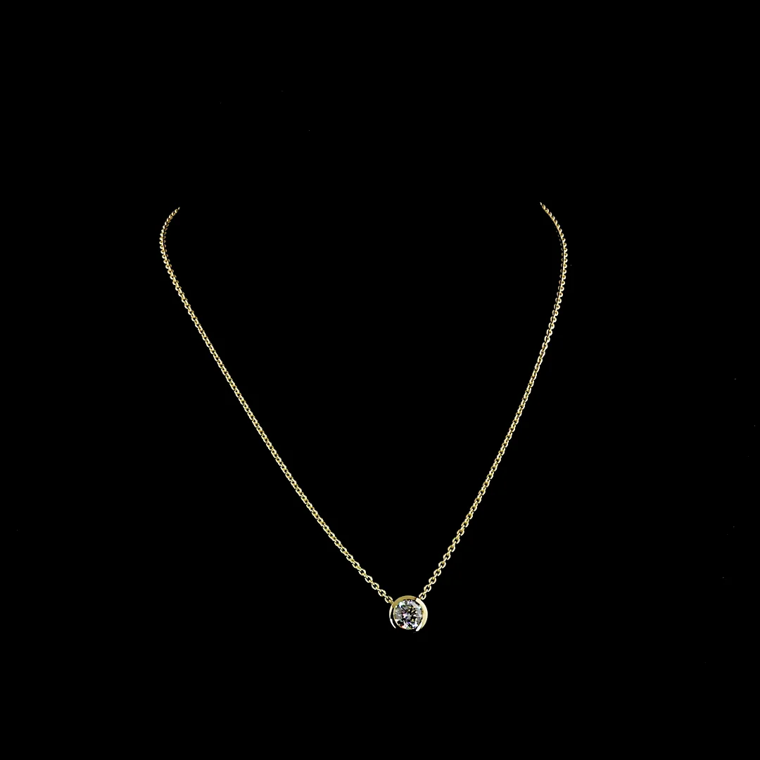 1.51 Cts 14k Yellow Gold Round Shape Solitaire Pendant