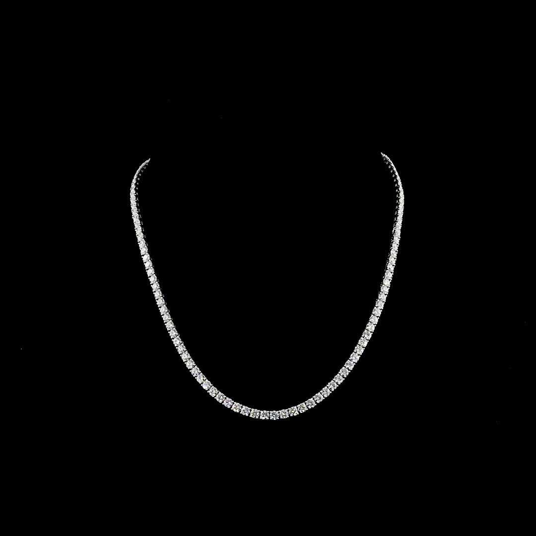 15.35 Cts 14k White Gold Round Shape Tennis Necklace