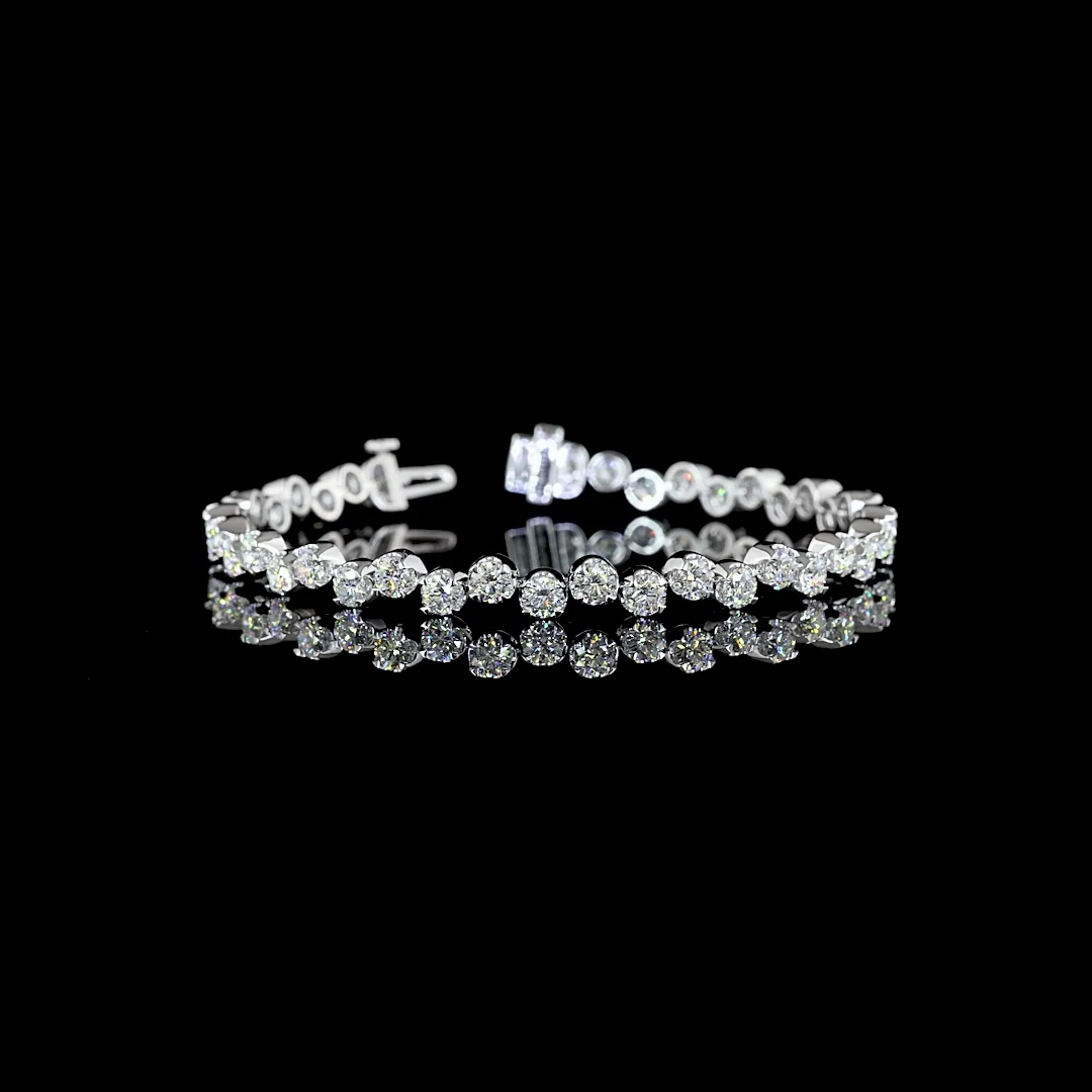 6.81 Cts 18k White Gold Round Shape Tennis Bracelet