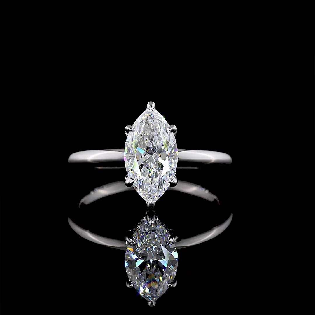 1.57 Cts 14k White Gold Marquise Shape Hidden Halo Ring