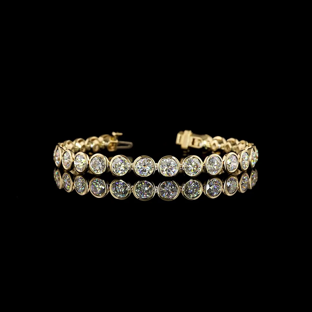 13.42 Cts 14k Yellow Gold Round Shape Tennis Bracelet