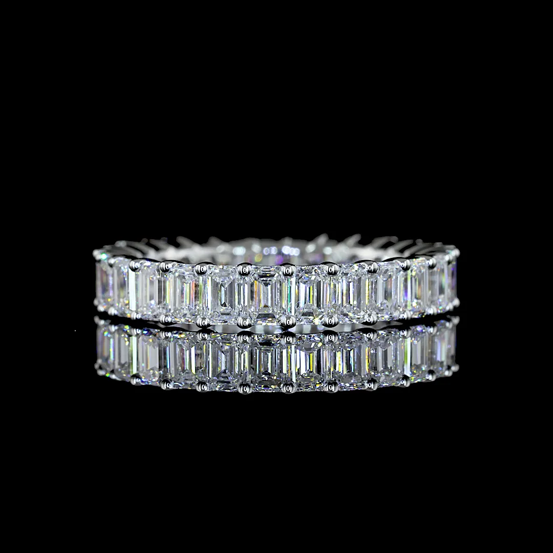 3.09 Cts 18k White Gold Emerald Shape Eternity Band Eternity Band