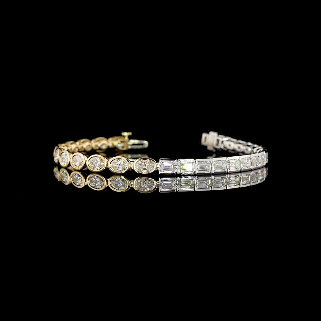 8.84 Cts 14k Two Tone Mix Shape Tennis Bracelet