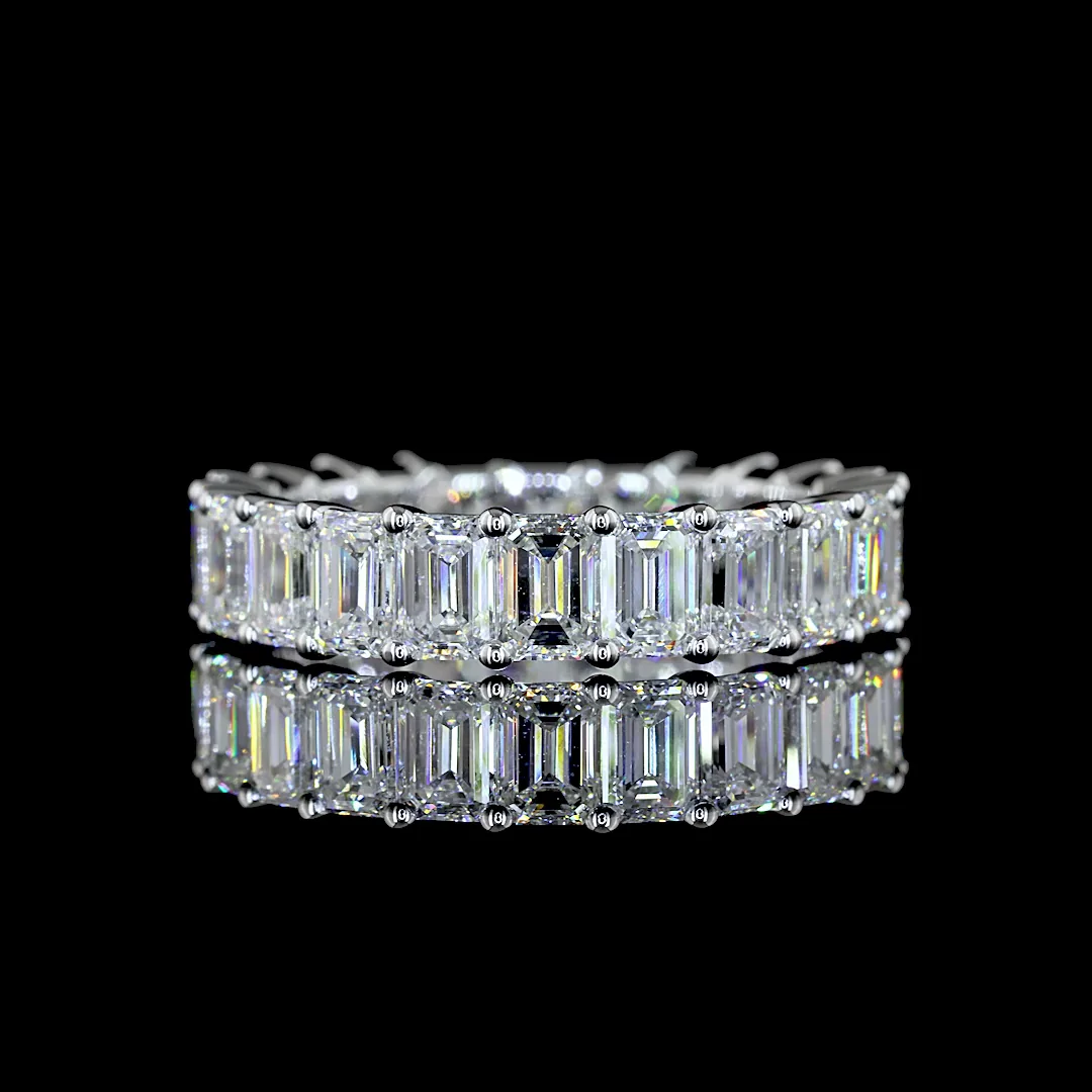5.09 Cts 14k White Gold Emerald Shape Eternity Band Eternity Band