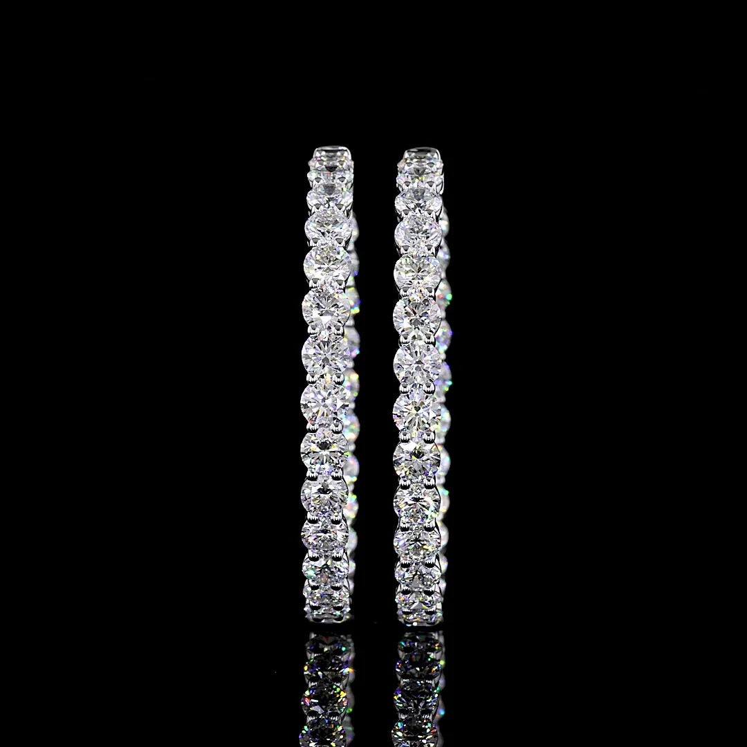 10.01 Cts 14k White Gold Round Shape Hoops Earring