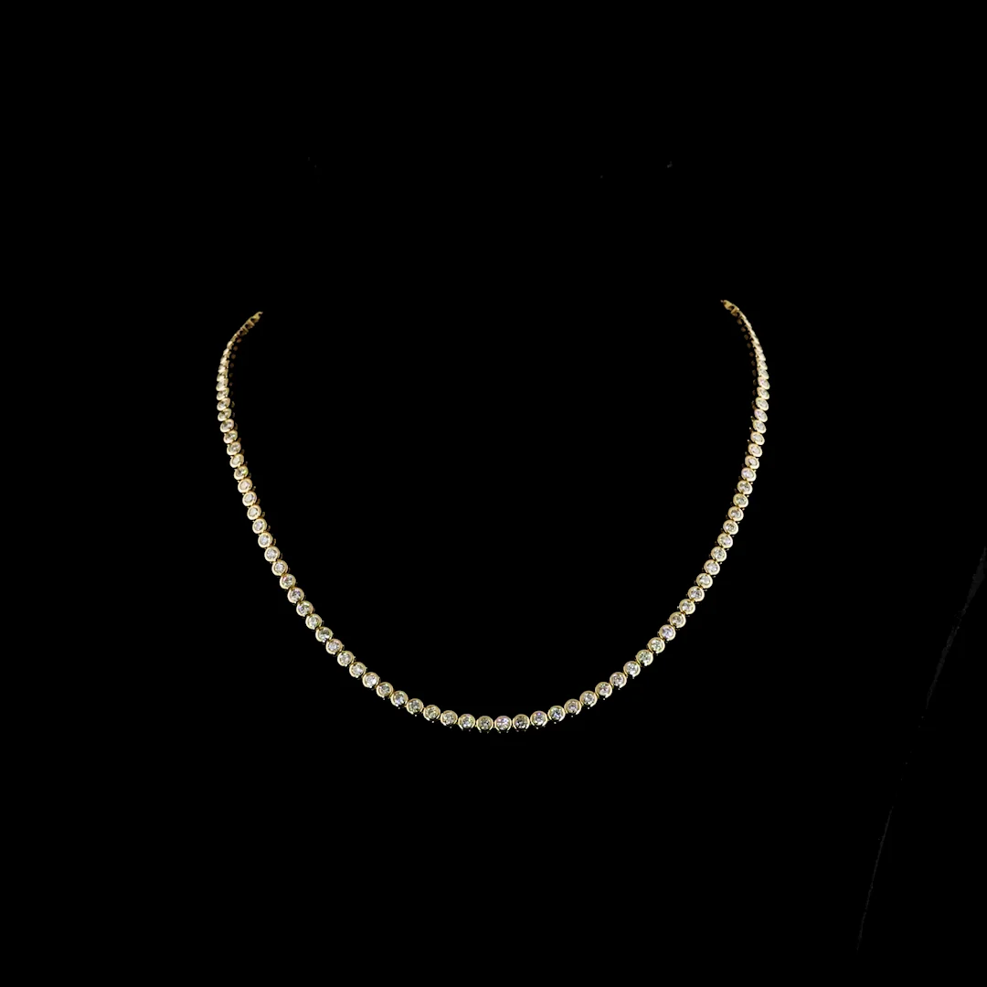 6.09 Cts 14k Yellow Gold Round Shape Tennis Necklace