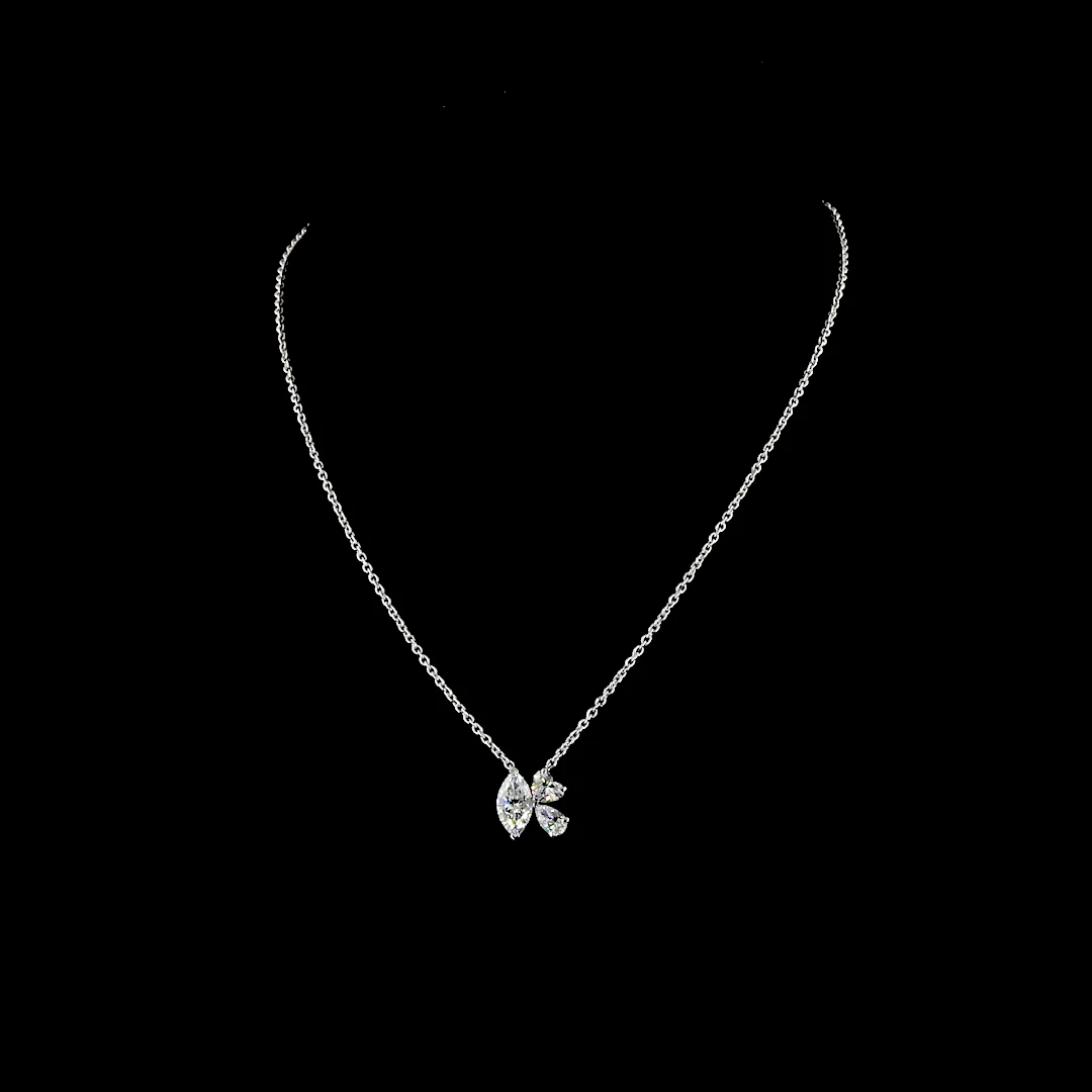 2.56 Cts 14k White Gold Mix Shape Pendant Pendant