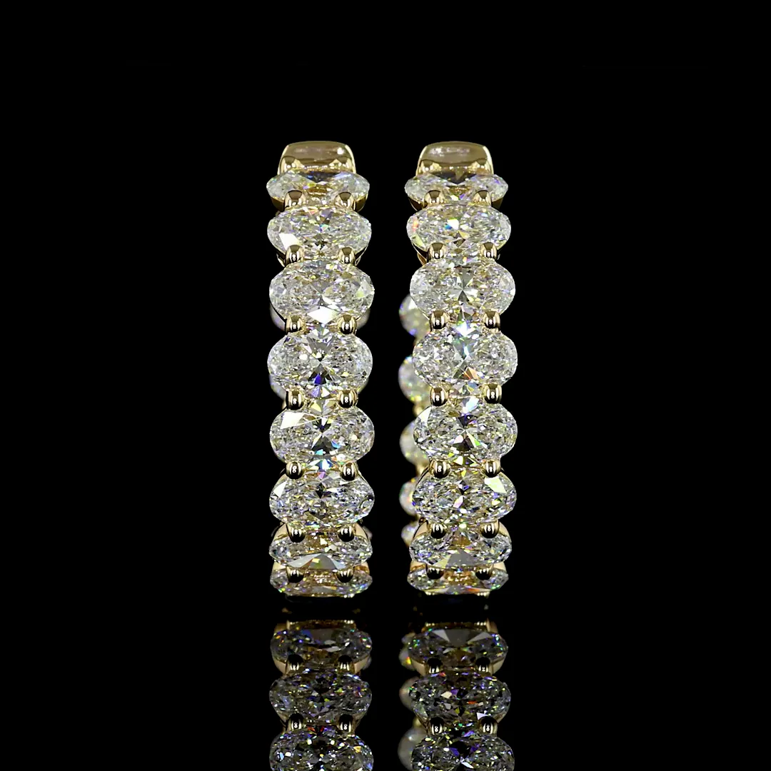 5.77 Cts 14k Yellow Gold Oval Shape Huggies Earring