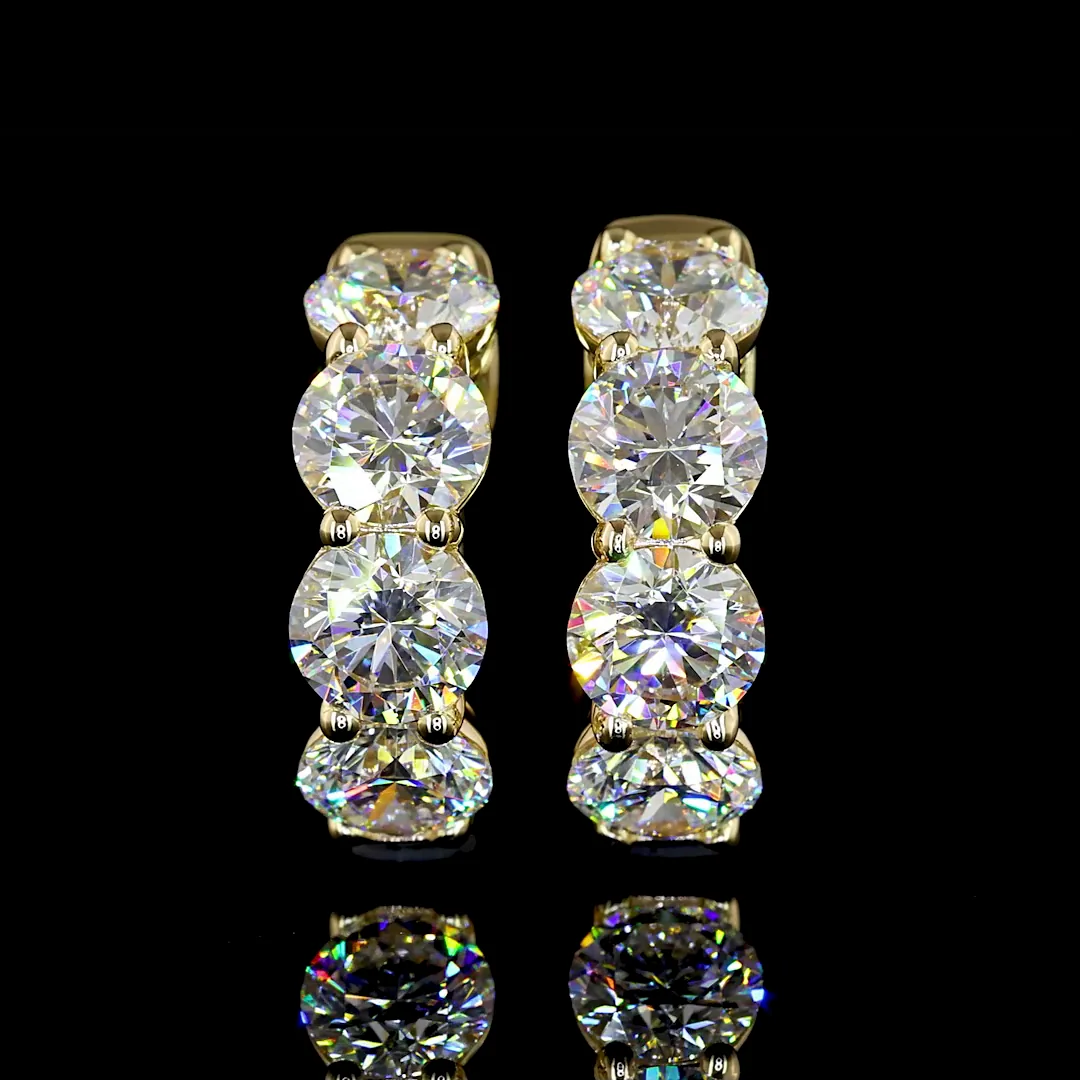 3.42 Cts 14k Yellow Gold Round Shape Huggies Earring