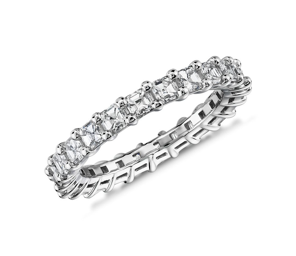 0.83 Cts 14k Yellow Gold Asscher Shape Eternity Band Eternity Band