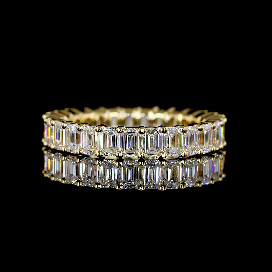 2.85 Cts 18k Yellow Gold Emerald Shape Eternity Band Eternity Band