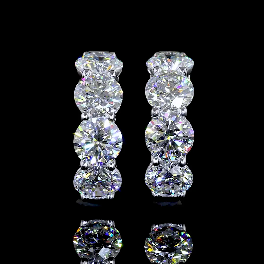 3.39 Cts 14k White Gold Round Shape Huggies Earring