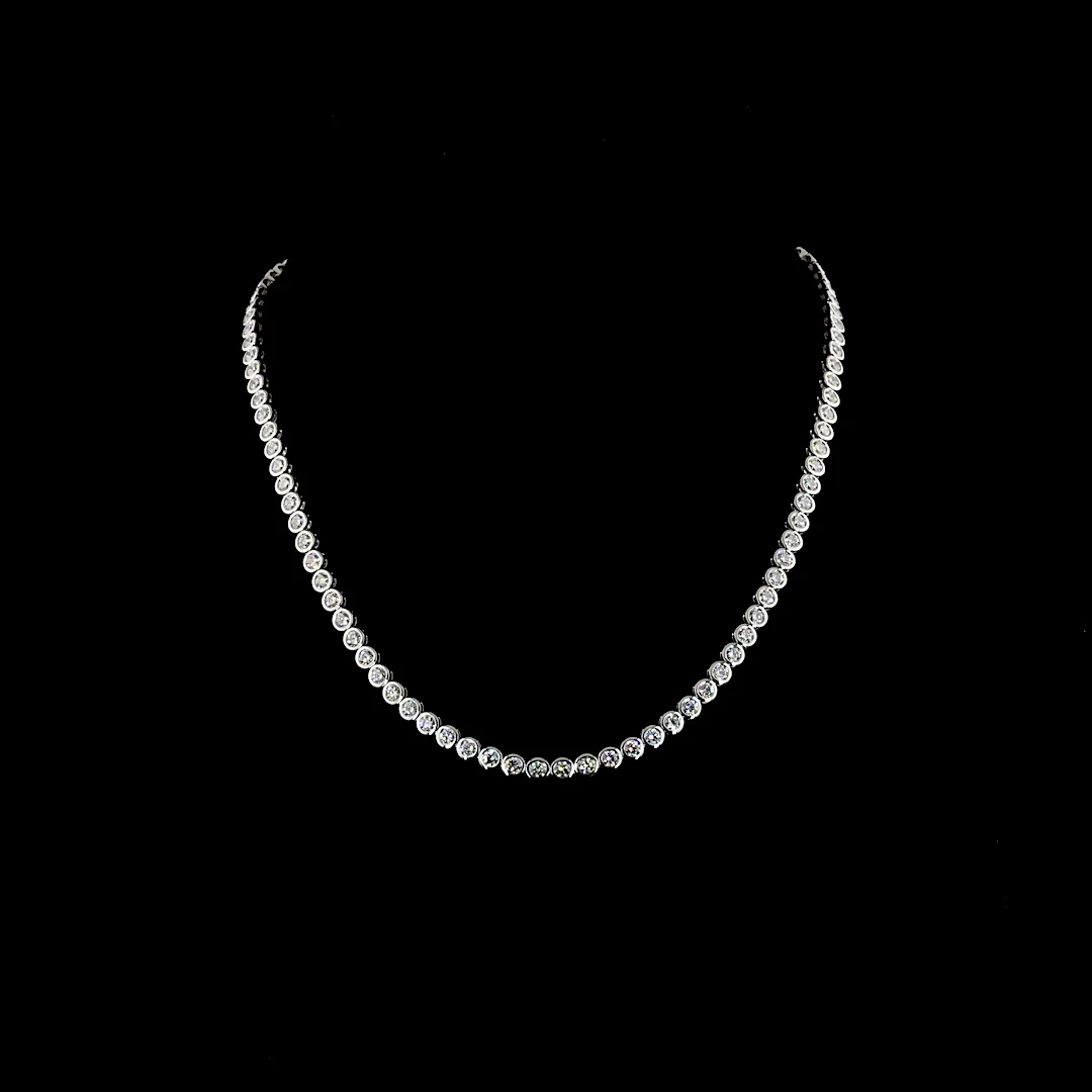 10.24 Cts 14k White Gold Round Shape Tennis Necklace