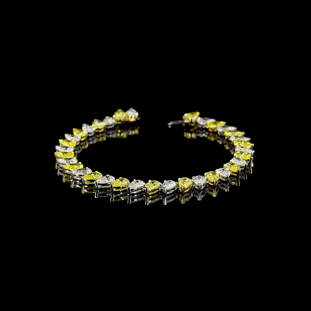 17.27 Cts 14k Two Tone Pear Shape Tennis Bracelet
