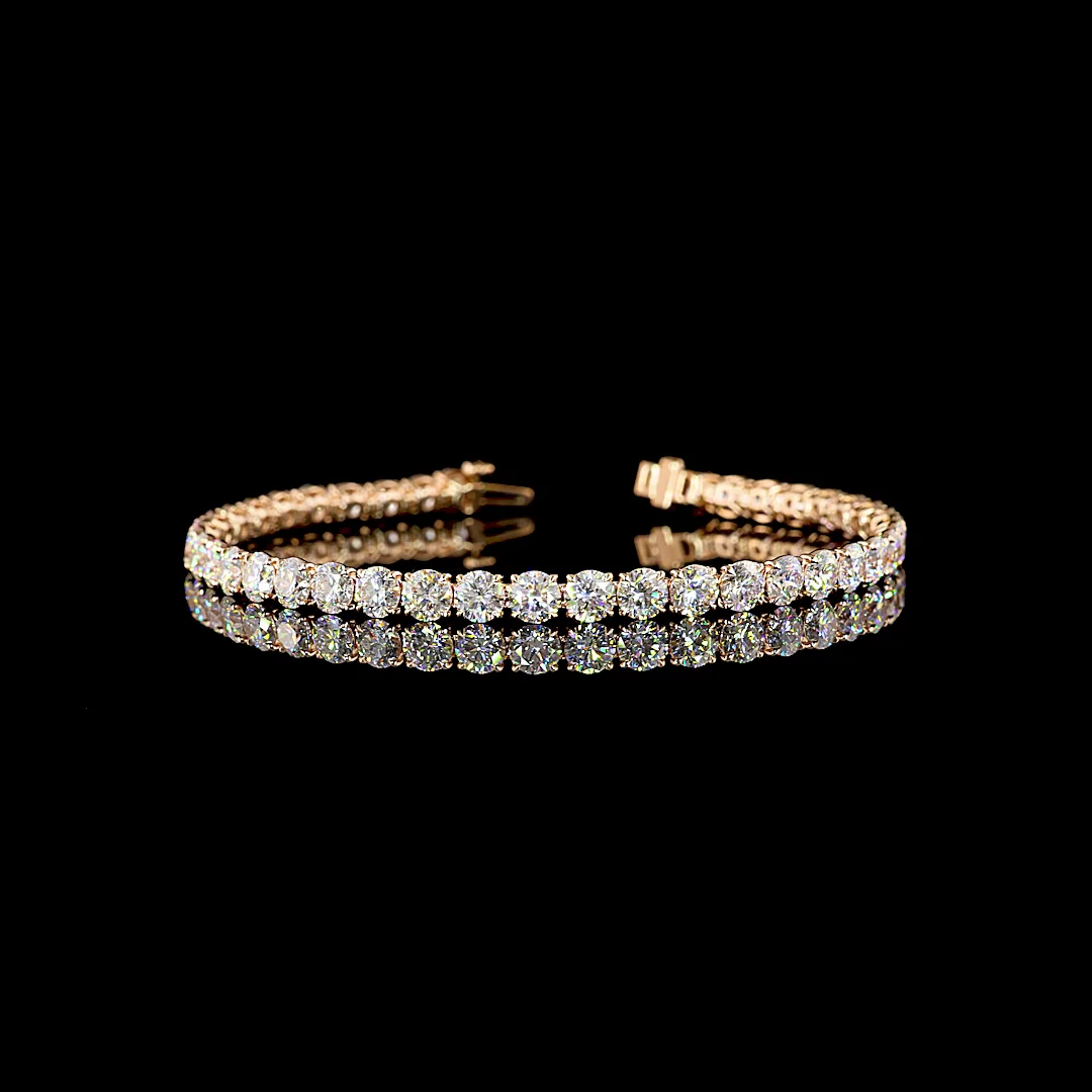 16.47 Cts 14k Rose Gold Round Shape Tennis Bracelet