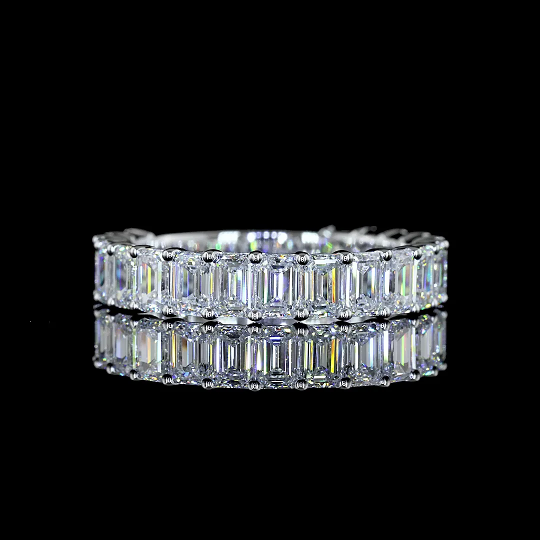 2.62 Cts 14k White Gold Emerald Shape 3/4 Band Eternity Band