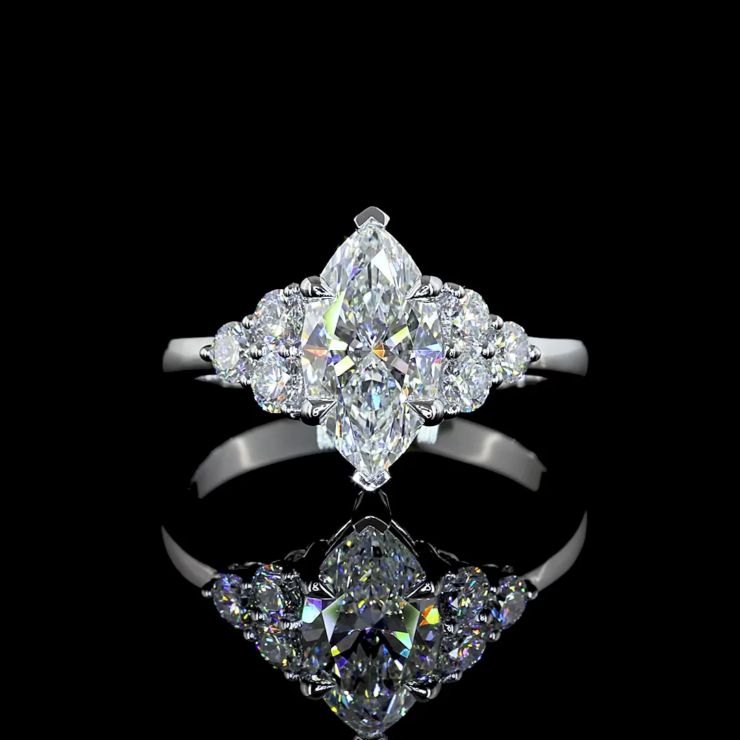 1.99 Cts 14k White Gold Mix Shape Special Ring