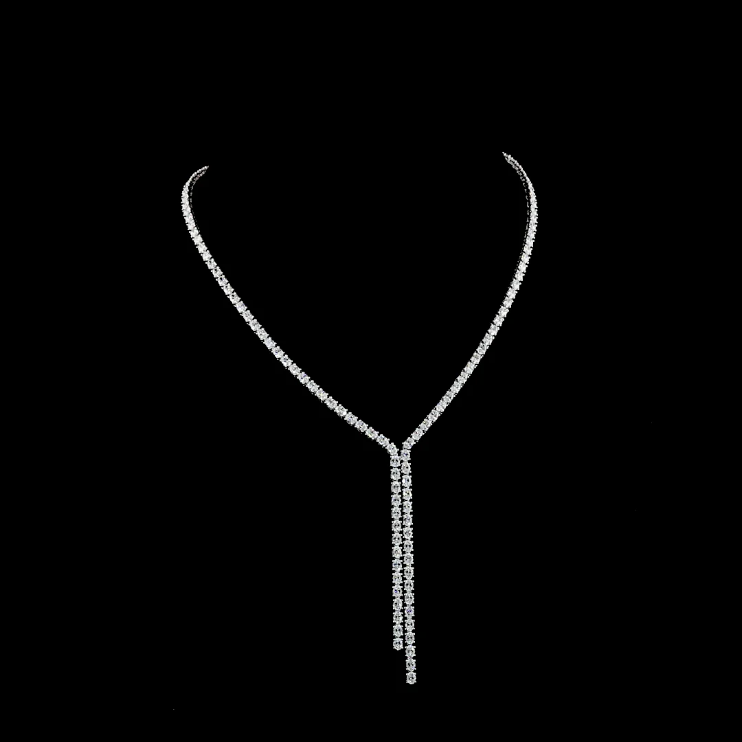 13.74 Cts 14k White Gold Oval Shape Lariat Necklace
