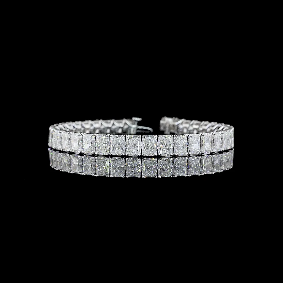 28.5 Cts 14k White Gold Radiant Shape Tennis Bracelet