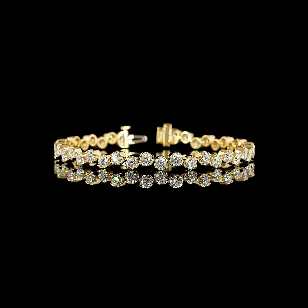 6.83 Cts 18k Yellow Gold Round Shape Tennis Bracelet