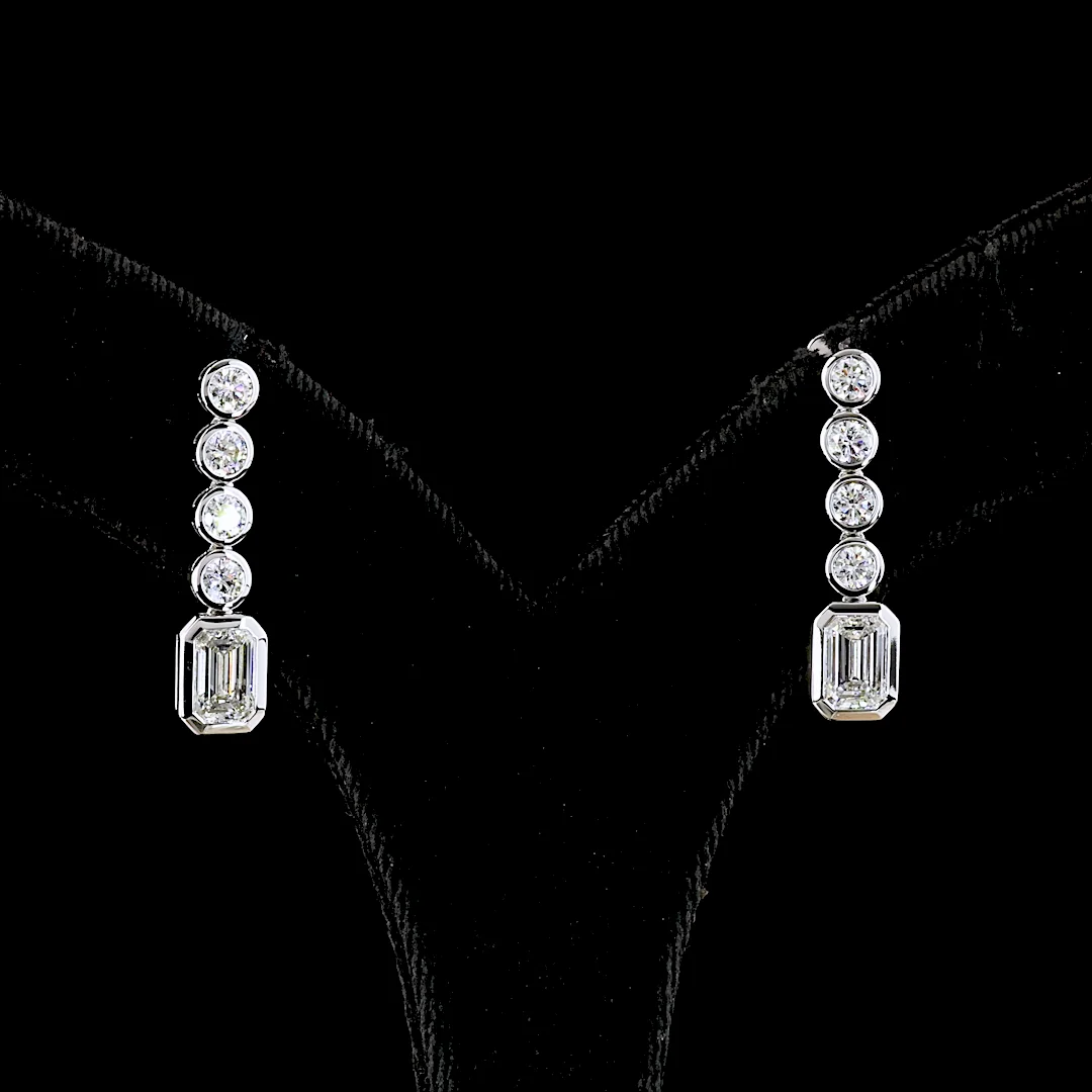 2.56 Cts 14k White Gold Mix Shape Hanging Earring