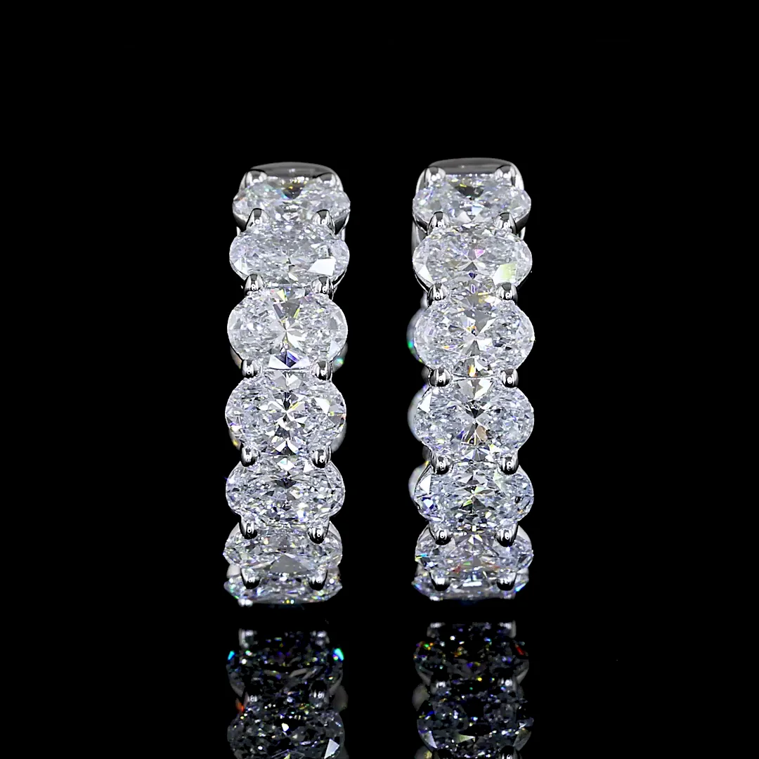 1.92 Cts 14k White Gold Oval Shape Huggies Earring