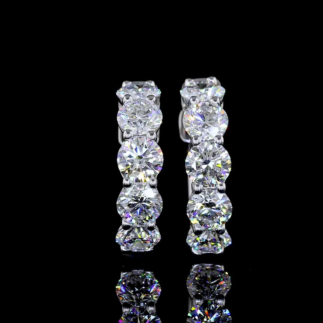 1.97 Cts Silver Round Shape Huggies Earring