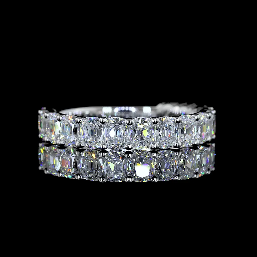 2.1 Cts 14k White Gold Antique Cushion Shape 3/4 Band Eternity Band