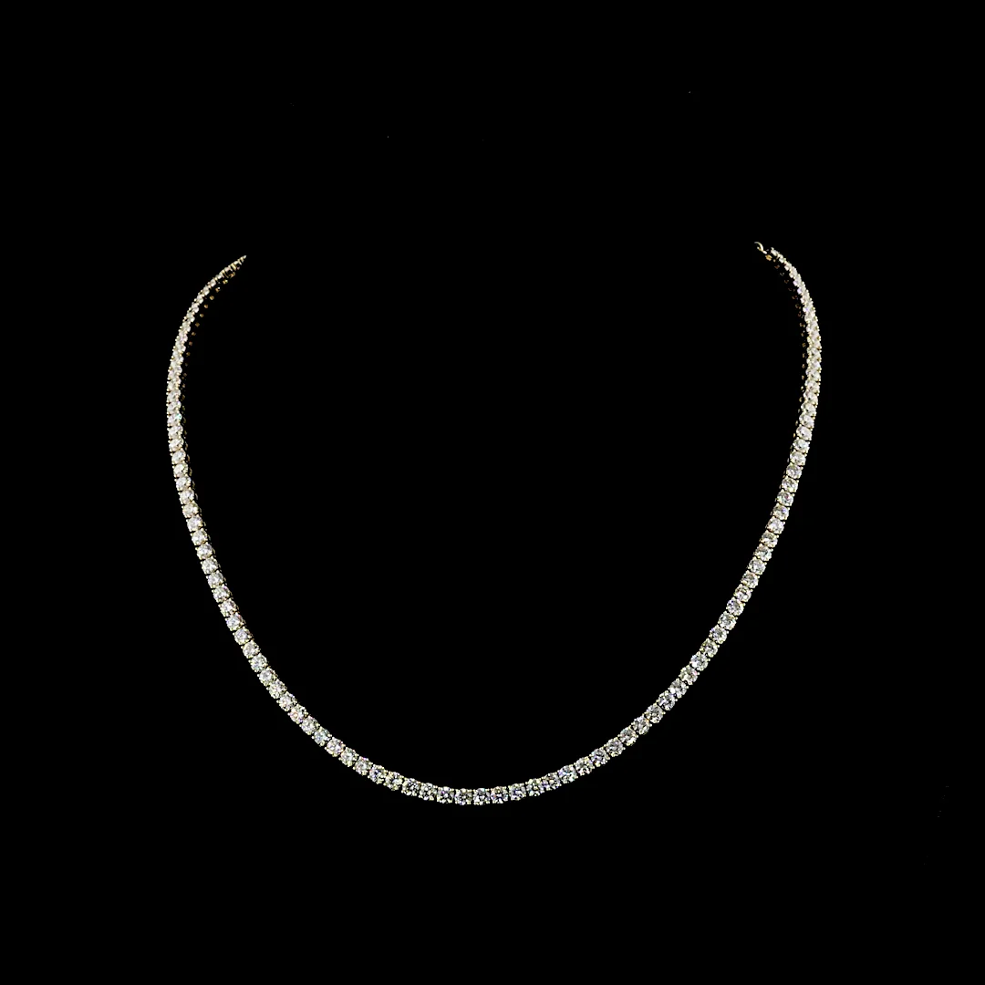 10.8 Cts 14k Yellow Gold Round Shape Tennis Necklace