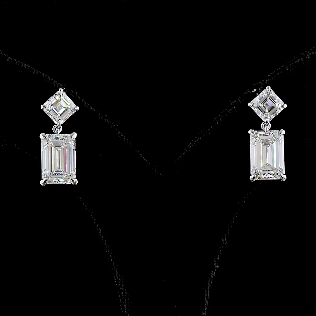 8.21 Cts 14k White Gold Mix Shape Hanging Earring