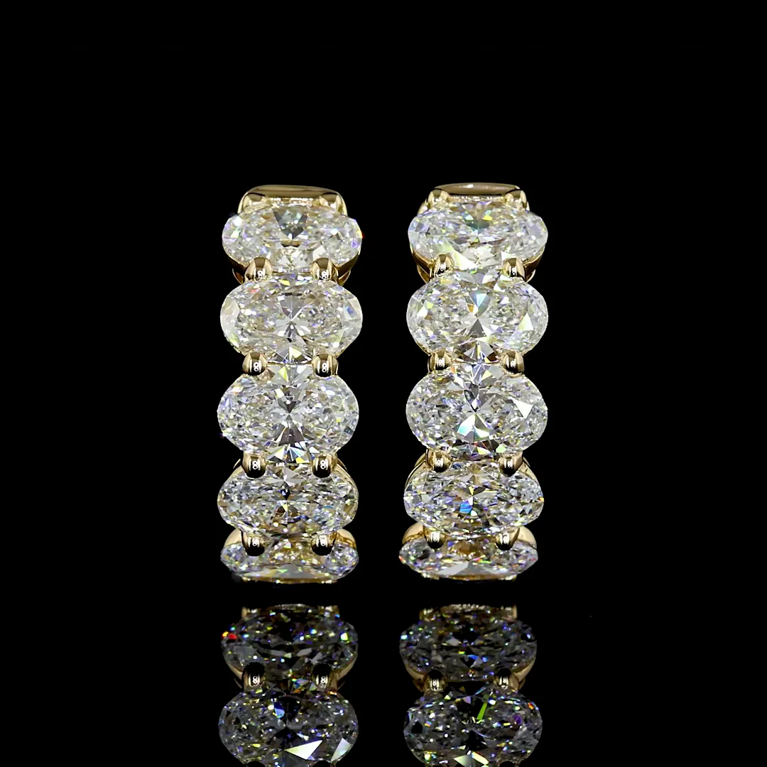 2.08 Cts 14k Yellow Gold Oval Shape Huggies Earring