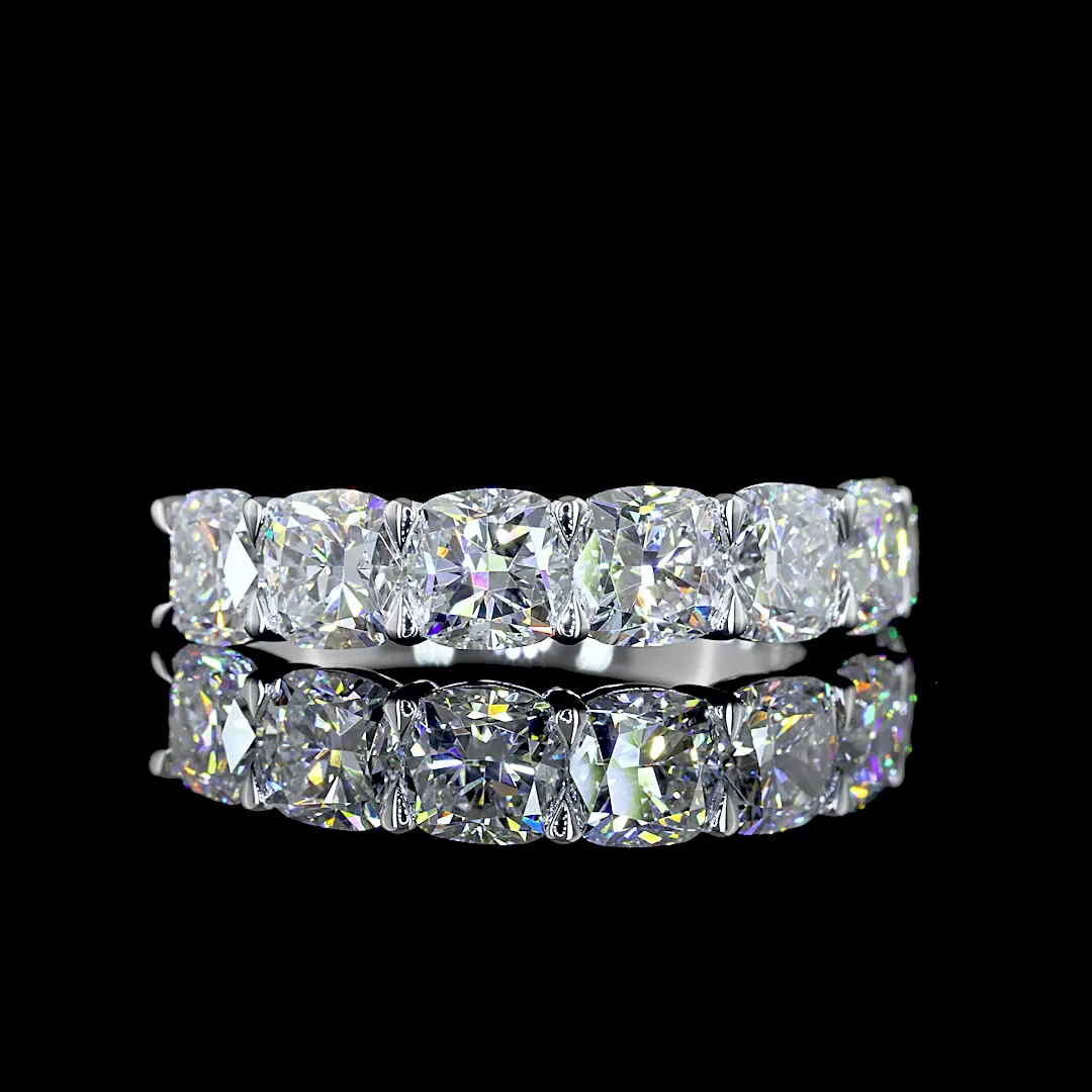 3.21 Cts 14k White Gold Square Cushion Brilliant Shape 7 Stones Eternity Band
