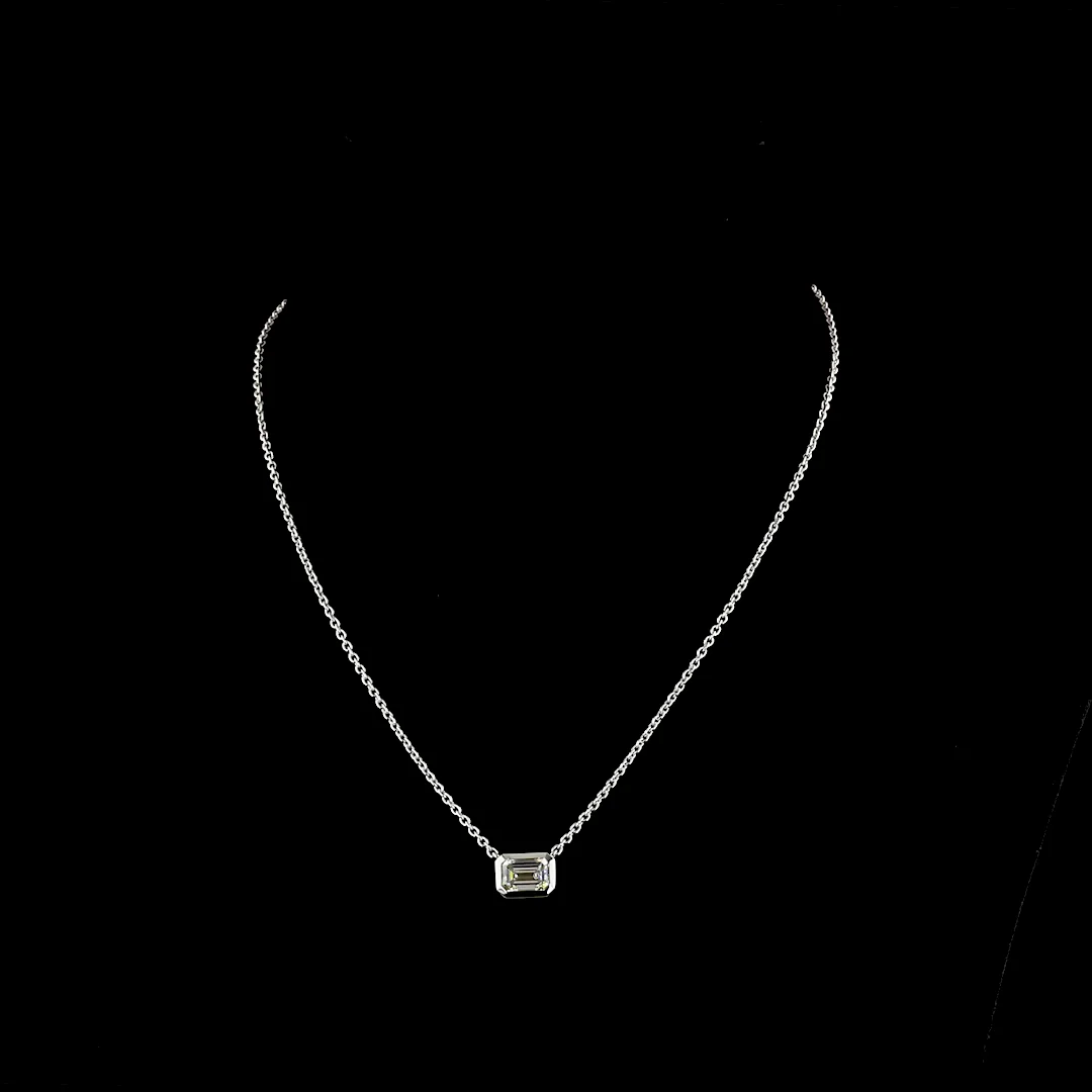 1.75 Cts 14k White Gold Emerald Shape Solitaire Pendant