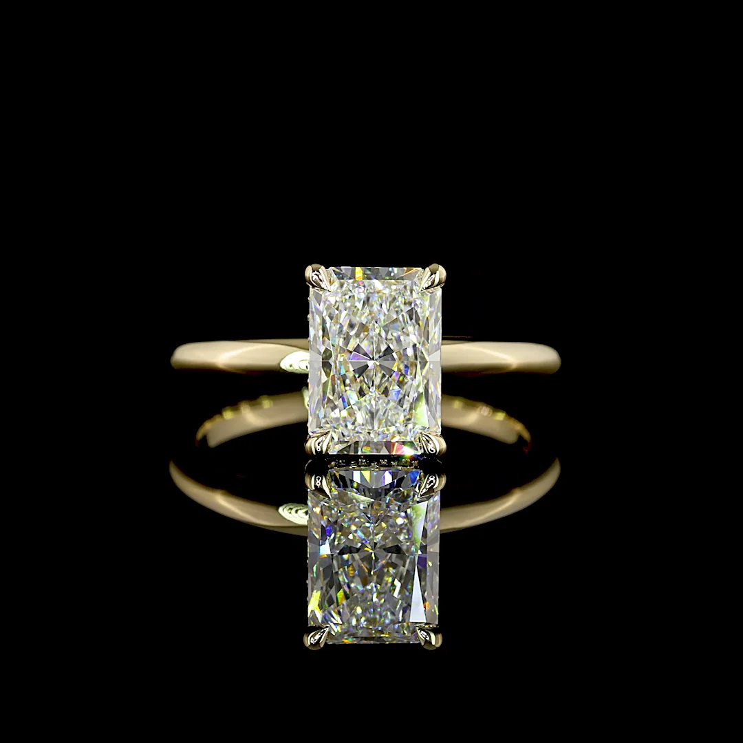 2.15 Cts 14k Yellow Gold Radiant Shape Hidden Halo Ring