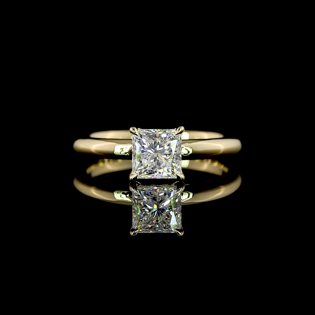 1.05 Cts 14k White Gold Princess Shape Solitaire Ring