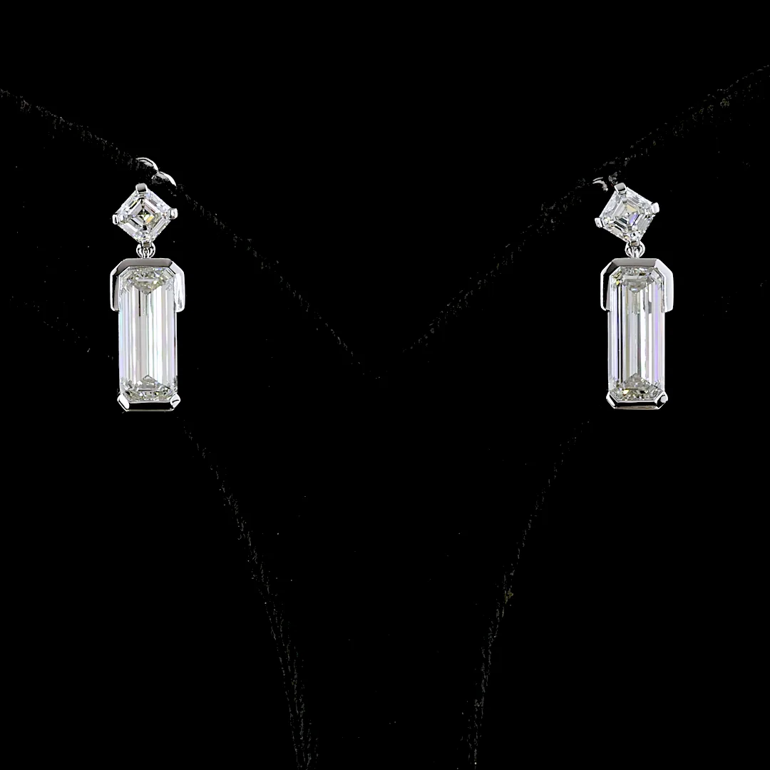 4.79 Cts 14k White Gold Mix Shape Hanging Earring