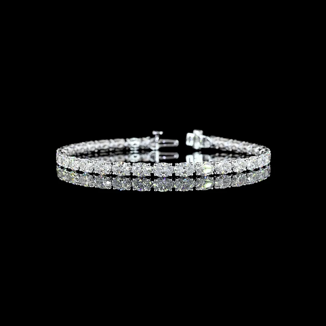 10.54 Cts 14k White Gold Oval Shape Tennis Bracelet
