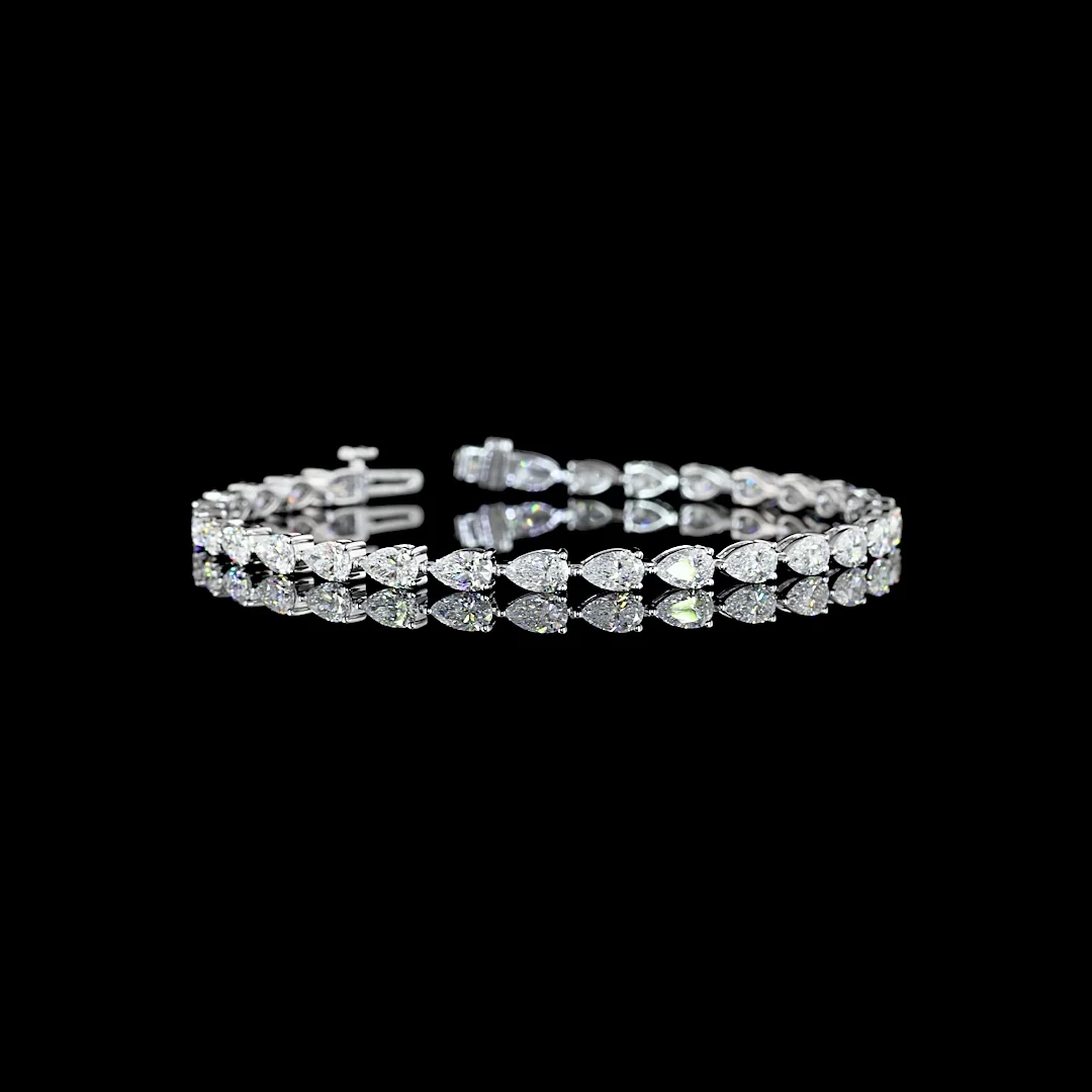 6.52 Cts 14k White Gold Pear Shape Tennis Bracelet