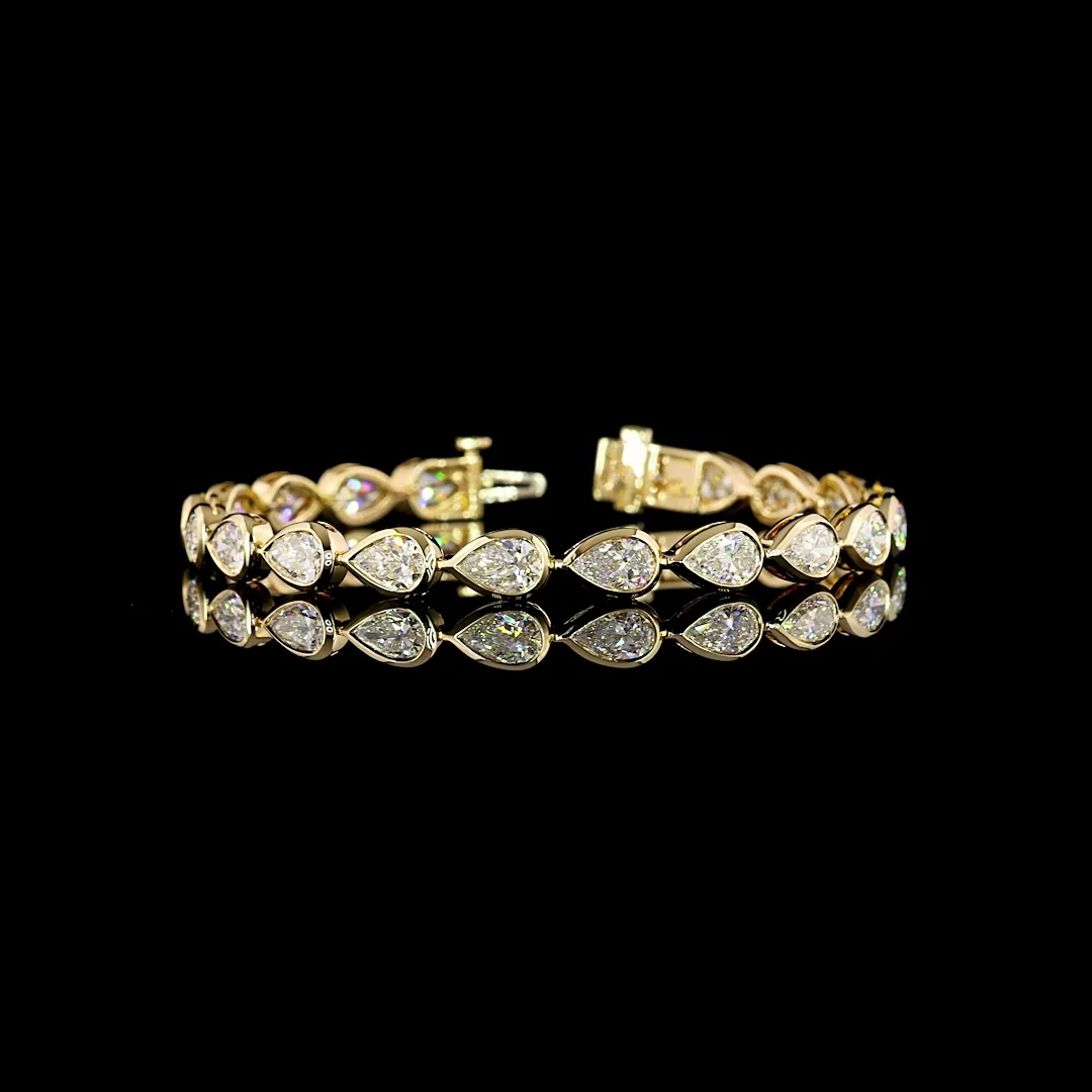 10.52 Cts 14k Yellow Gold Pear Shape Tennis Bracelet