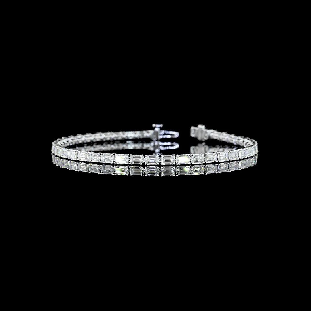 7.45 Cts 14k White Gold Emerald Shape Tennis Bracelet