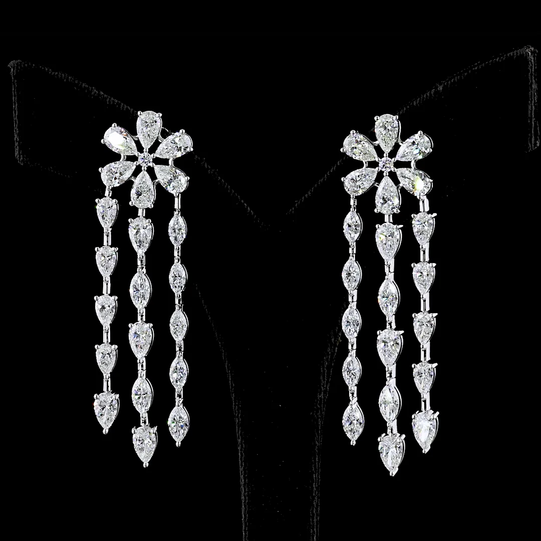14.29 Cts 14k White Gold Mix Shape Special Earring