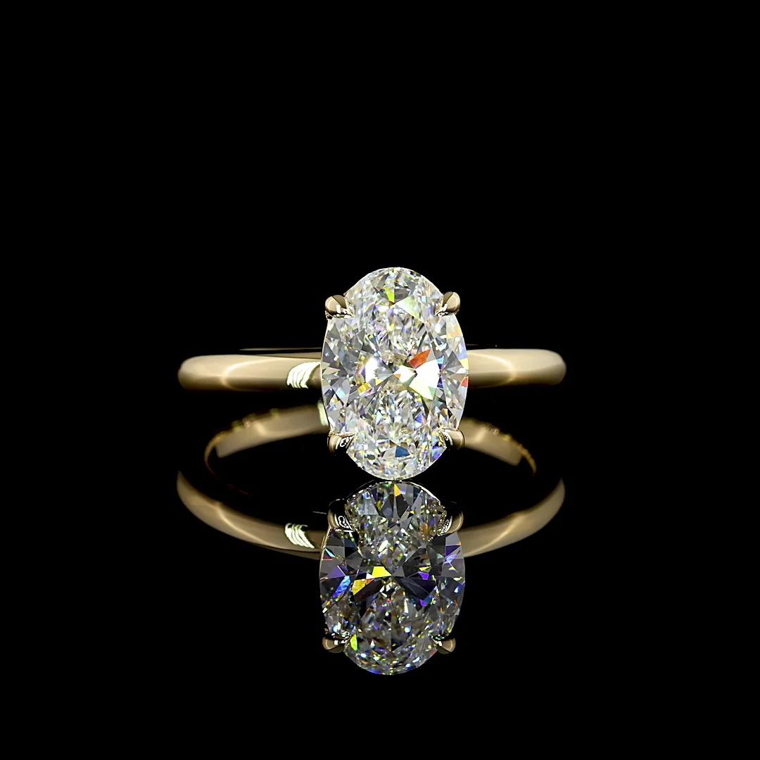 2.11 Cts 14k Yellow Gold Oval Shape Solitaire Ring