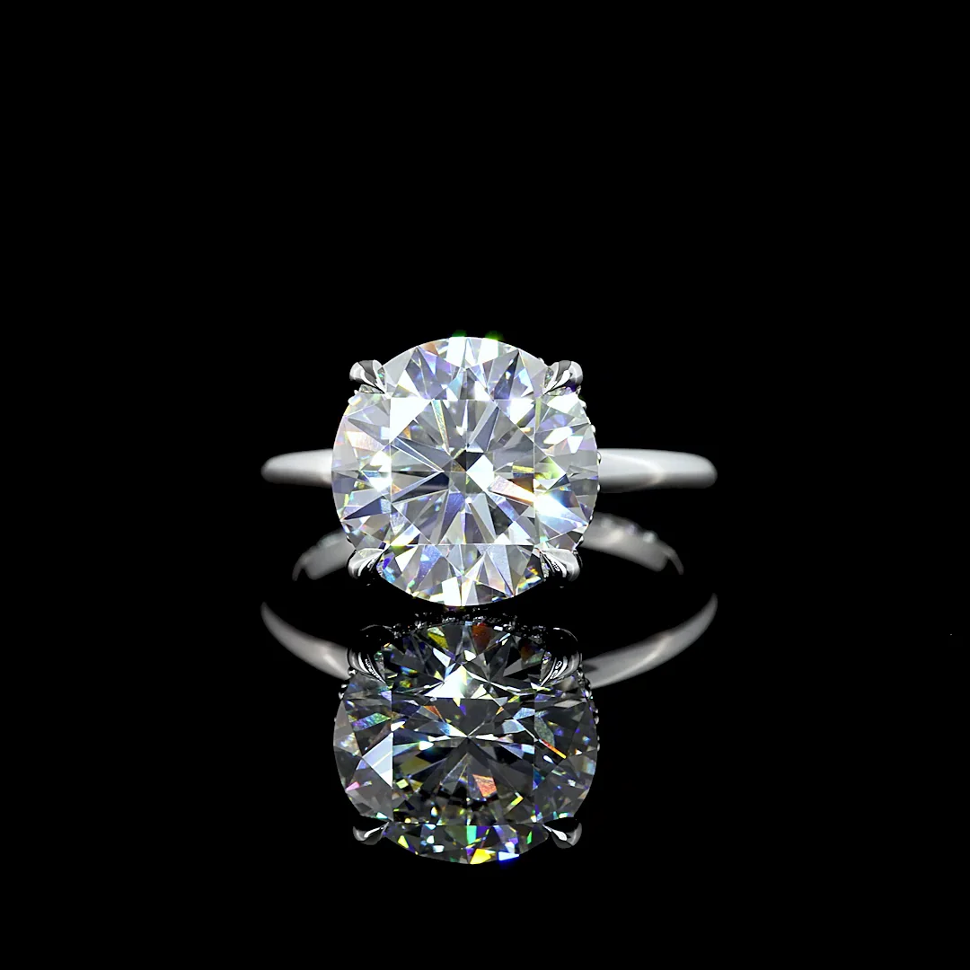 5.22 Cts 14k White Gold Round Shape Hidden Halo Ring