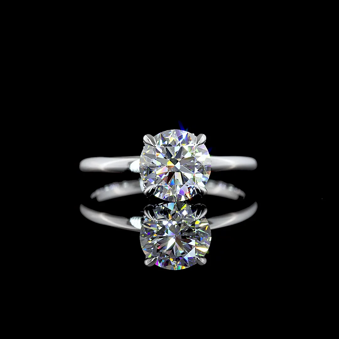 1.61 Cts 14k White Gold Round Shape Hidden Halo Ring