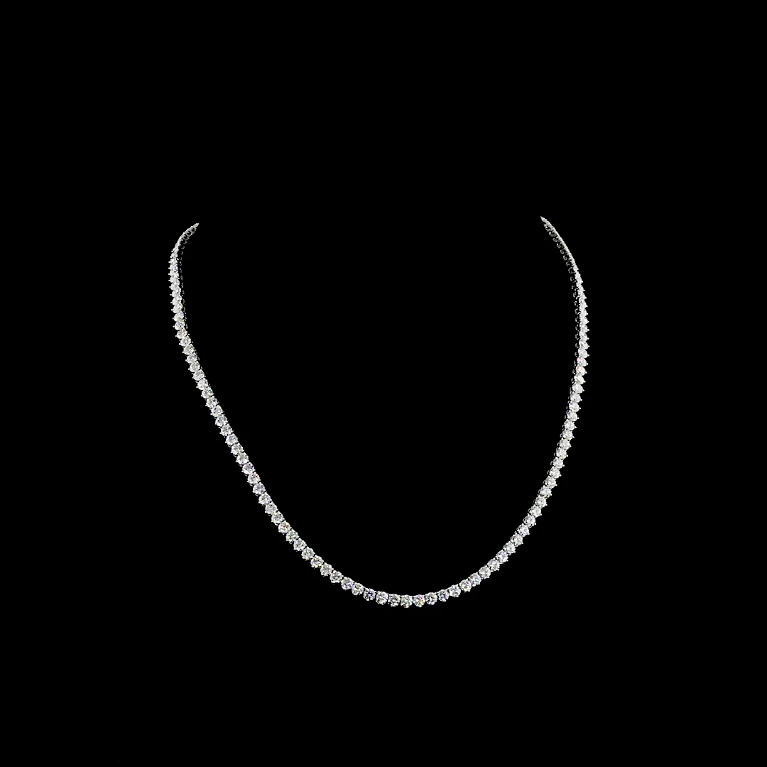 13.31 Cts 14k White Gold Round Shape Tennis Necklace