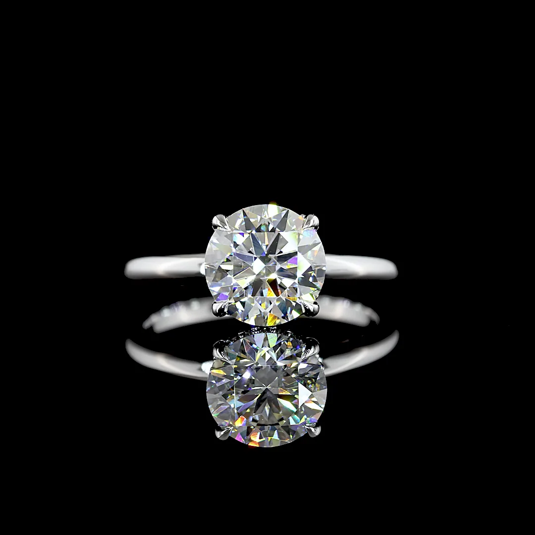 2.11 Cts 14k White Gold Round Shape Hidden Halo Ring