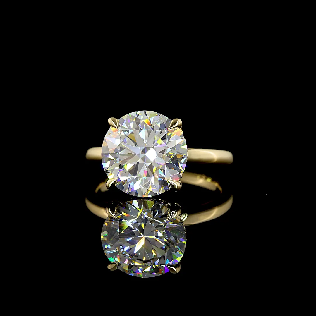 5.25 Cts 14k Yellow Gold Round Shape Hidden Halo Ring